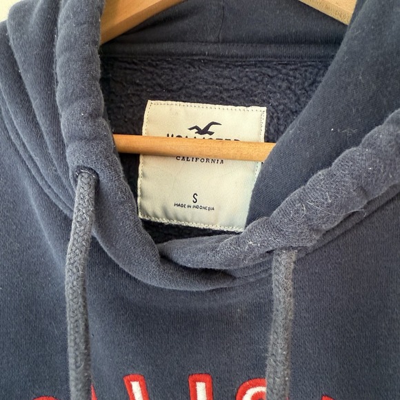 Hollister Logo‎ Graphic Hoodie Sweatshirts NAVY Blue Womens Size Small S - Picture 4 of 9